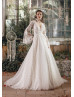 Bell Sleeves Ivory Lace Tulle Boho Wedding Dress